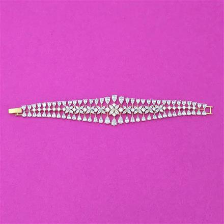 Cubic Zirconia Classic Bracelet With Rhodium 2 Tone Plating