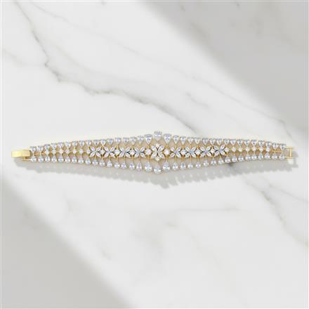 Cubic Zirconia Classic Bracelet With Rhodium 2 Tone Plating