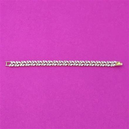 Cubic Zirconia Classic Bracelet With Rhodium 2 Tone Plating