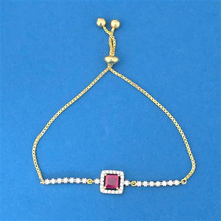 Cubic Zirconia Adjustable Bracelet With 2 Tone Plating