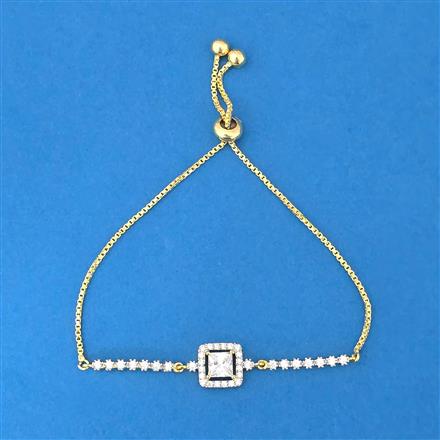 Cubic Zirconia Adjustable Bracelet With 2 Tone Plating