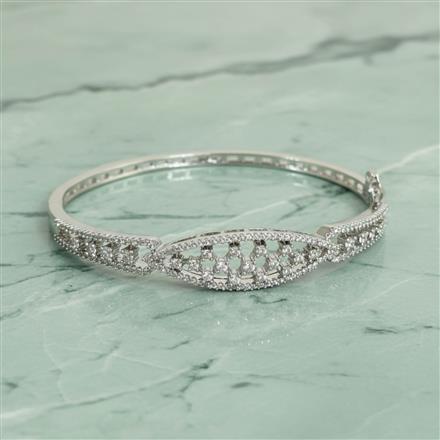 Cz Openable Kada With Rhodium 2 Tone Plating