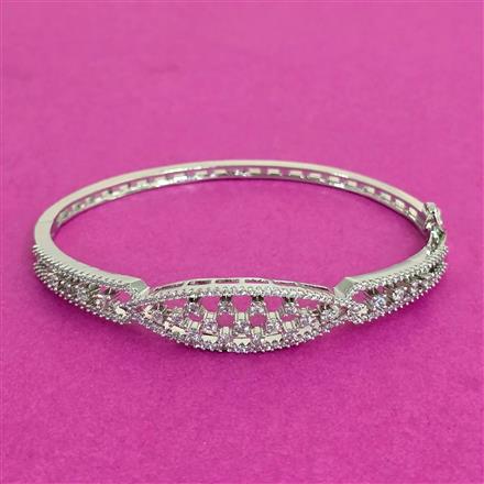 Cz Openable Kada With Rhodium 2 Tone Plating