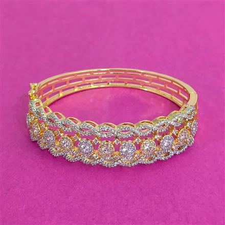 Cz Openable Kada With Rhodium 2 Tone Plating