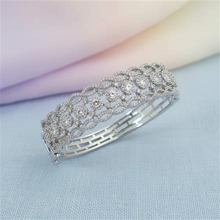 Cz Openable Kada With Rhodium 2 Tone Plating