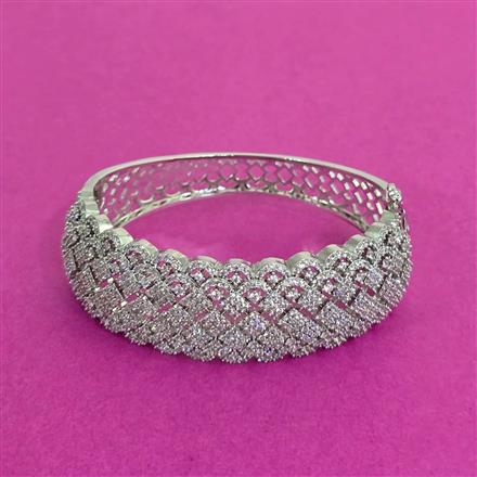 Cz Openable Kada With Rhodium 2 Tone Plating