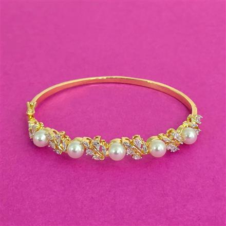Cz Openable Kada With Rhodium 2 Tone Plating
