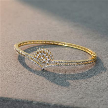 Cubic Zirconia Openable Kada With Rhodium 2 Tone Plating