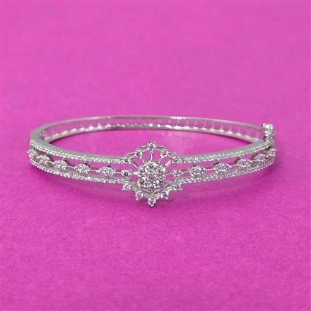 Cubic Zirconia Classic Kada With Rhodium 2 Tone Plating