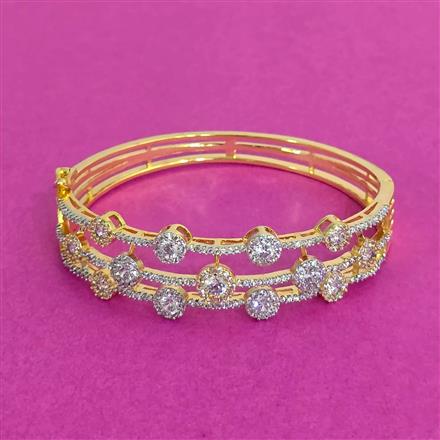 Cz Openable Kada With Rhodium 2 Tone Plating