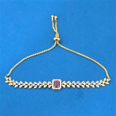 Cubic Zirconia Adjustable Bracelet With 2 Tone Plating