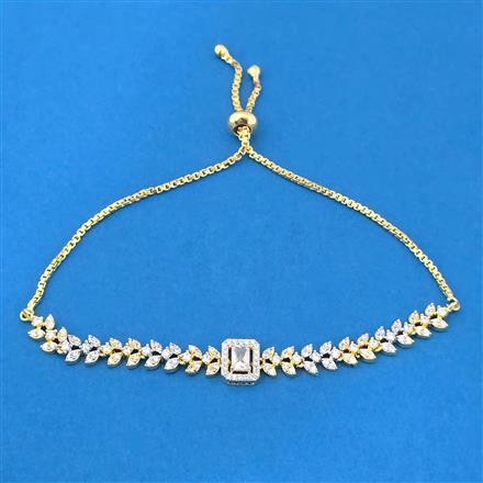 Cubic Zirconia Adjustable Bracelet With 2 Tone Plating