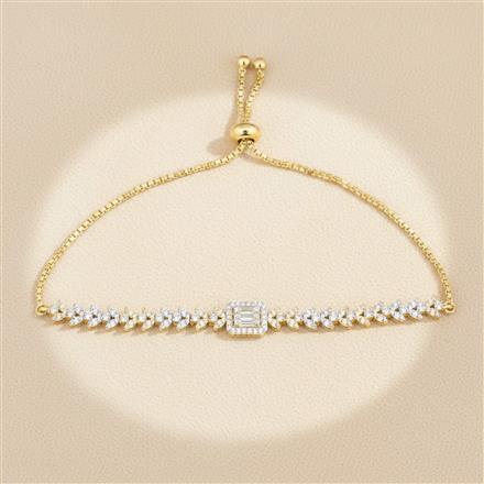 Cubic Zirconia Adjustable Bracelet With Rhodium 2 Tone Plating