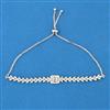 Cubic Zirconia Adjustable Bracelet With Rhodium 2 Tone Plating
