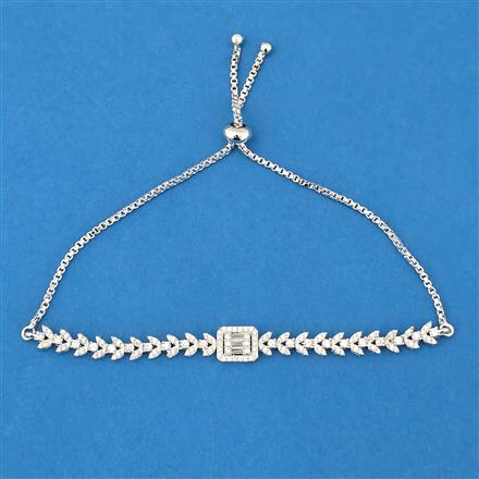 Cubic Zirconia Adjustable Bracelet With Rhodium 2 Tone Plating
