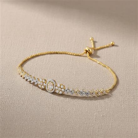 Cubic Zirconia Adjustable Bracelet With 2 Tone Plating