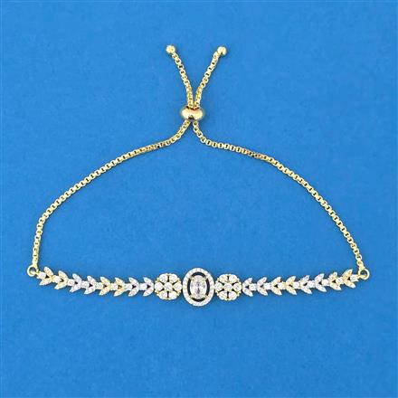Cubic Zirconia Adjustable Bracelet With 2 Tone Plating