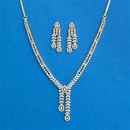 Cz Classic Necklace With 2 Tone Rhodium Plating