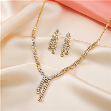 Cz Classic Necklace With 2 Tone Rhodium Plating