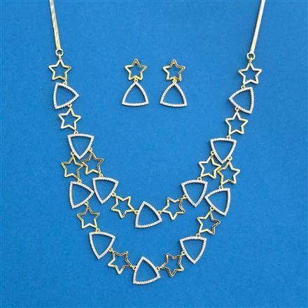 Cz Classic Necklace With 2 Tone Rhodium Plating
