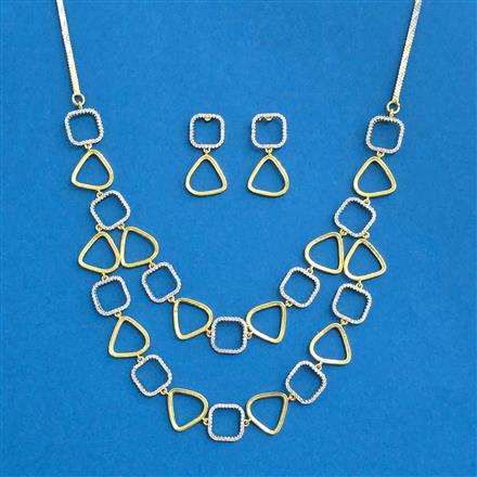 Cz Classic Necklace With 2 Tone Rhodium Plating