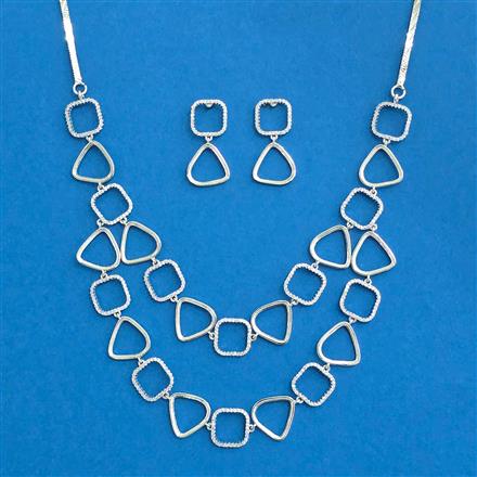 Cz Classic Necklace With 2 Tone Rhodium Plating