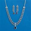 Cz 2 Line Necklace With Rhodium Plating