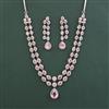 American Diamond 2 Line Necklace With Rhodium Plating