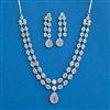 Cz 2 Line Necklace With Rhodium Plating
