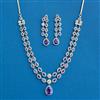 Cz 2 Line Necklace With Rhodium Plating