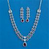 Cz 2 Line Necklace With Rhodium Plating