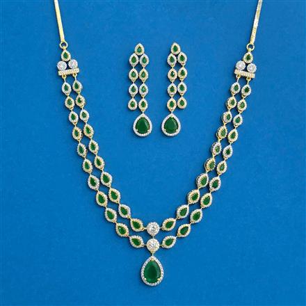 Cz 2 Line Necklace With 2 Tone Plating