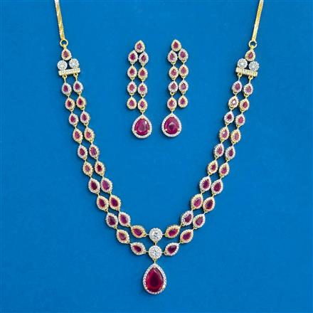 Cz 2 Line Necklace With 2 Tone Plating