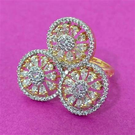 Cz Adjustable Ring With 2 Tone Plating