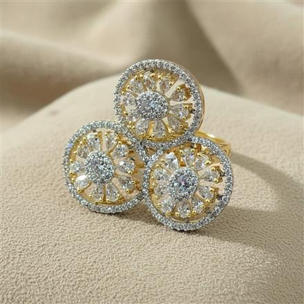 Cz Adjustable Ring With 2 Tone Plating