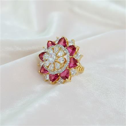 Cz Adjustable Ring With 2 Tone Plating