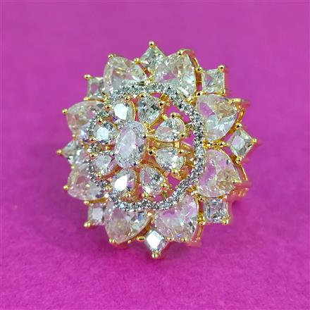 Cz Adjustable Ring With 2 Tone Plating