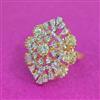 Cz Adjustable Ring With Rhodium 2 Tone Plating