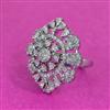 Cz Adjustable Ring With Rhodium 2 Tone Plating