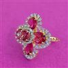 Cz Adjustable Ring With 2 Tone Plating