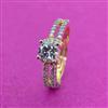 Cz Delicate Ring With Rhodium 2 Tone Plating
