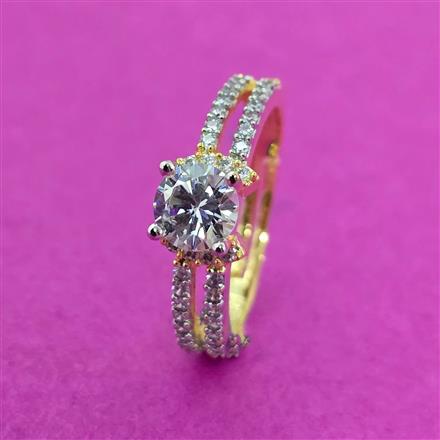 Cz Delicate Ring With Rhodium 2 Tone Plating