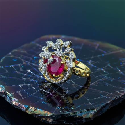 Cz Adjustable Ring With 2 Tone Plating