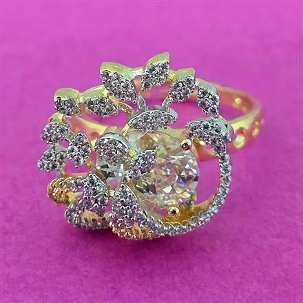 Cz Adjustable Ring With 2 Tone Plating