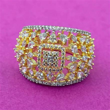 Cz Classic Ring With Rhodium 2 Tone Plating
