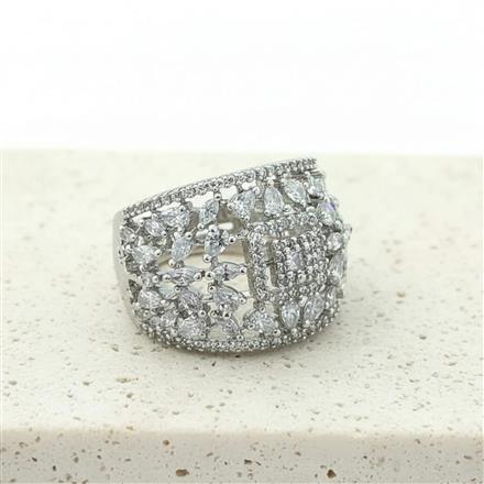 Cz Classic Ring With Rhodium 2 Tone Plating
