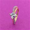 Cz Adjustable Ring With Rhodium 2 Tone Plating