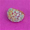 Cz Adjustable Ring With Rhodium 2 Tone Plating