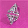 Cz Adjustable Ring With Rhodium 2 Tone Plating