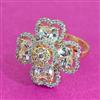 Cz Adjustable Ring With Rhodium 2 Tone Plating